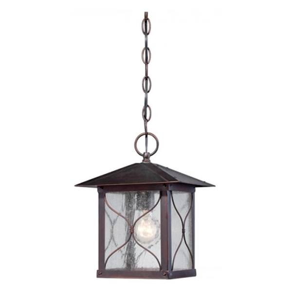 1 Light 12" Classic Bronze Clear Seed Glass Shade Hanging Lantern Light Fixture