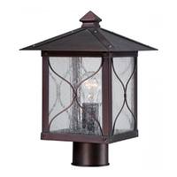 View 1 Light 13" Classic Bronze Clear Seed Glass Shade Post Lantern Light Fixture