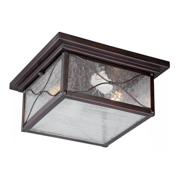 2 Light Classic Bronze Clear Seed Glass Shade Flush Mount Ceiling Light Fixture