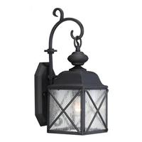 View 1 Light 7" Textured Black Clear Seed Glass Shade Wall Light Fixture