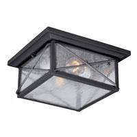 View 2 Light Textured Black Clear Seed Glass Shade Flush Mount Ceiling Light Fixture
