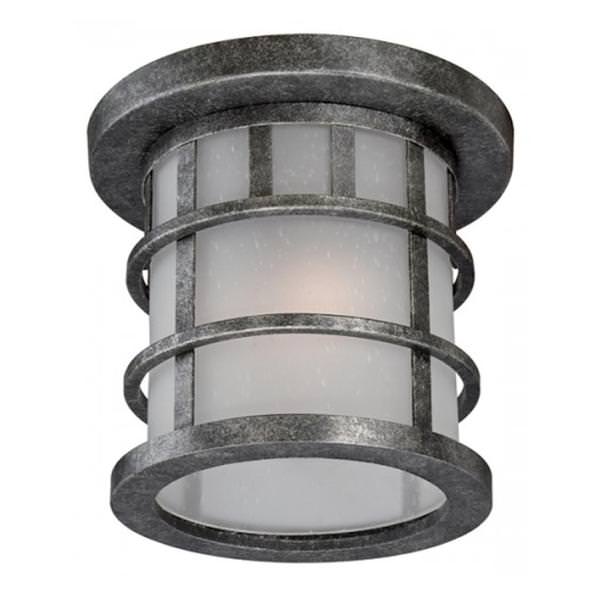 2 Light Aged Silver Frosted Seed Glass Shade Flush Mount Ceiling Light Fixture
