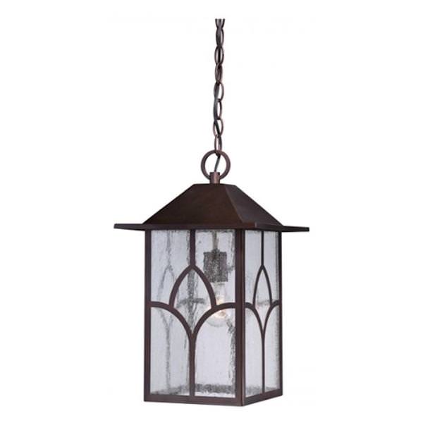 1 Light 17" Claret Bronze Clear Seeded Glass Shade Hanging Lantern Light Fixture