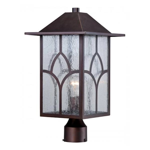 1 Light 18" Claret Bronze Clear Seed Glass Shade Post Lantern Light Fixture