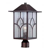 View 1 Light 18" Claret Bronze Clear Seed Glass Shade Post Lantern Light Fixture