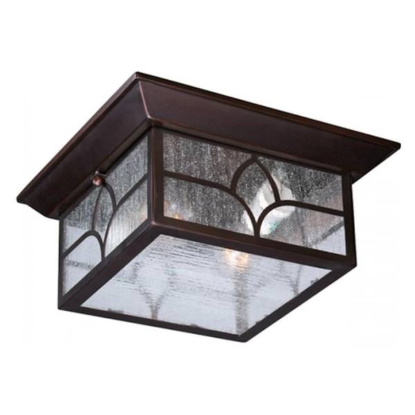 2 Light Claret Bronze Clear Seed Glass Shade Flush Mount Ceiling Light Fixture