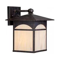 View 1 Light 9" Umber Bronze Honey Stained Glass Shade Wall Light Fixture