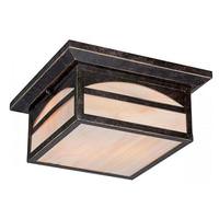 View 2 Light Umber Bronze Honey Stained Glass Shade Flush Mount Ceiling Light Fixture