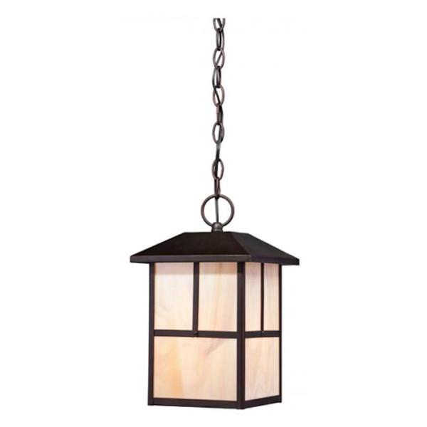 1 Light 13" Claret Bronze Honey Stained Glass Shade Hanging Lantern Light Fixture