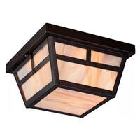 View 2 Light Claret Bronze Honey Stained Glass Shade Flush Mount Ceiling Light Fixture