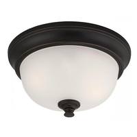View 2 Light 11" Round Sudbury Bronze Frosted Glass Shade Ceiling Light Fixture