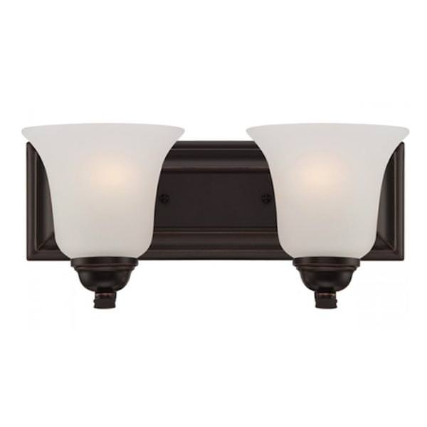 2 Light Sudbury Bronze Frosted Glass Shades Vanity Light Fixture