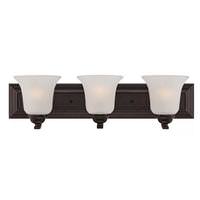 View 3 Light Sudbury Bronze Frosted Glass Shades Vanity Light Fixture