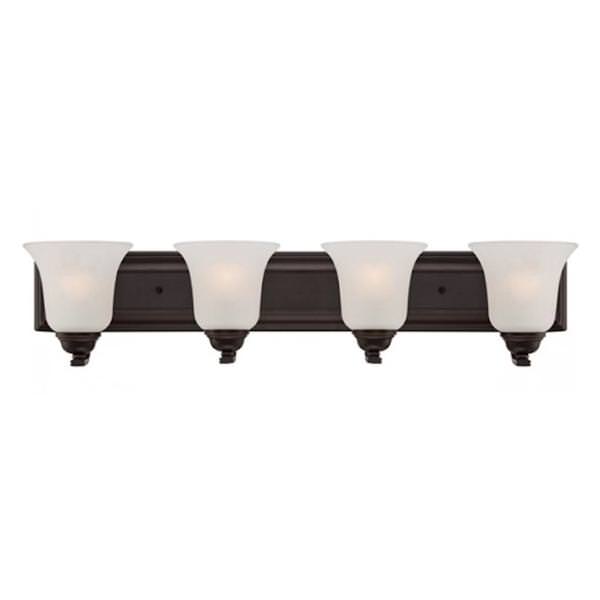 4 Light Sudbury Bronze Frosted Glass Shades Vanity Light Fixture