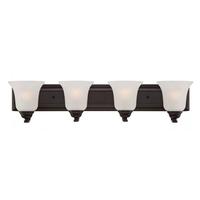 View 4 Light Sudbury Bronze Frosted Glass Shades Vanity Light Fixture
