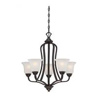 View 5 Light Sudbury Bronze Frosted Glass Shades Chandelier Light Fixture