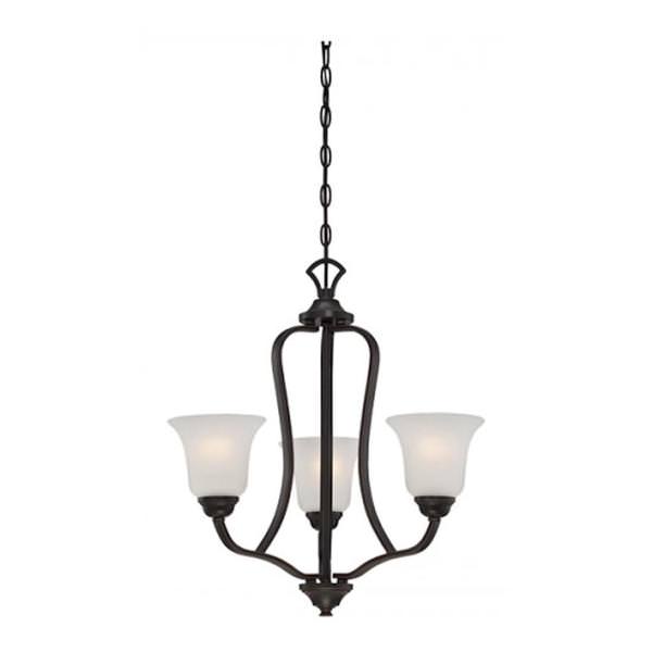 3 Light Sudbury Bronze Frosted Glass Shades Chandelier Light Fixture