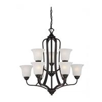 View 9 Light Sudbury Bronze Frosted Glass Shades Chandelier Light Fixture