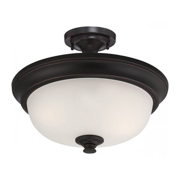 2 Light Sudbury Bronze Frosted Glass Shade Ceiling Light Fixture