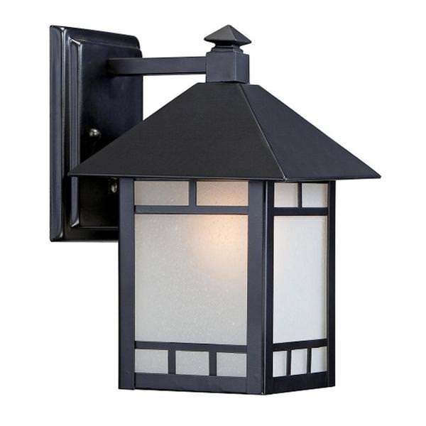 1 Light 7" Stone Black Frosted Seeded Glass Shade Wall Light Fixture