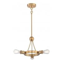 View 3 Light Natural Brass Pendant Light Fixture
