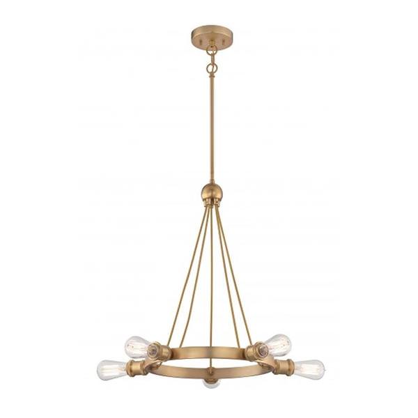 5 Light Natural Brass Chandelier Light Fixture