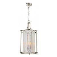 View 4 Light Polished Nickel Clear Crystal Glass Prisms Pendant Light Fixture