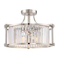 View 3 Light Polished Nickel Clear Crystal Prisms Glass Shade Ceiling Light Fixture