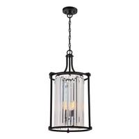 View 4 Light Aged Bronze Clear Crystal Glass Prisms Pendant Light Fixture