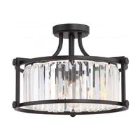 View 3 Light Aged Bronze Clear Crystal Prisms Glass Shade Ceiling Light Fixture