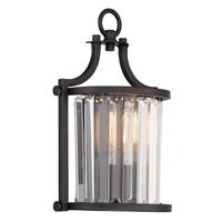 View 1 Light Aged Bronze Clear Crystal Prisms Glass Shade Sconce Light Fixture