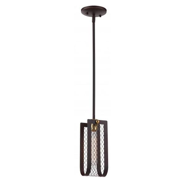 1 Light Russet Bronze with Vintage Brass Accents Mini Pendant Light Fixture