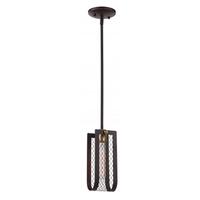 View 1 Light Russet Bronze with Vintage Brass Accents Mini Pendant Light Fixture