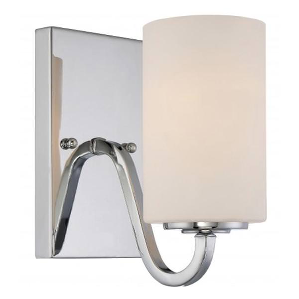 1 Light Polished Nickel White Glass Shade Vanity Light Fixture