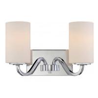 View 2 Light Polished Nickel White Glass Shade Vanity Light Fixture