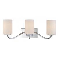 View 3 Light Polished Nickel White Glass Shade Vanity Light Fixture