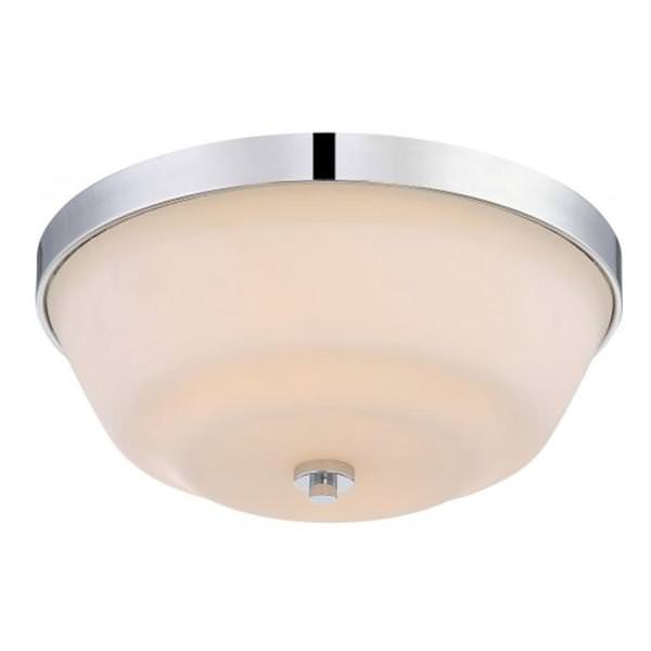 2 Light Polished Nickel White Glass Shade Ceiling Light Fixture