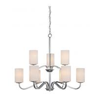 View 9 Light Polished Nickel White Glass Shades Chandelier Light Fixture