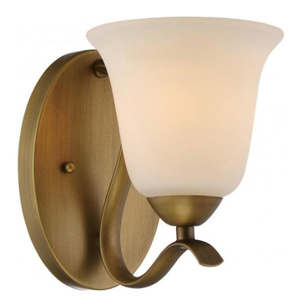 1 Light Natural Brass White Glass Shade Vanity Light Fixture