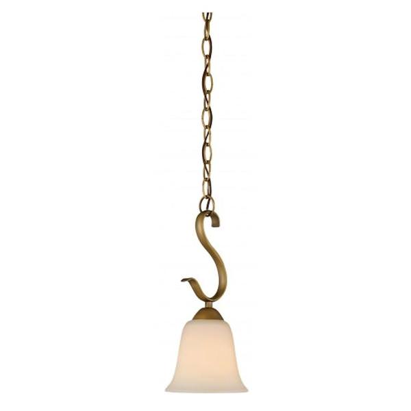 1 Light Natural Brass White Glass Shade Mini Pendant Light Fixture