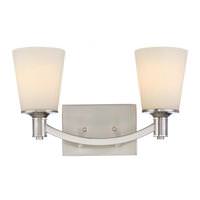 View 2 Light Brushed Nickel White Glass Shade Vanity Light Fixture