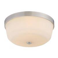 View 3 Light 15" Round Brushed Nickel White Glass Shade Ceiling Light Fixture