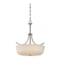 View 4 Light Brushed Nickel White Glass Shade Pendant Light Fixture