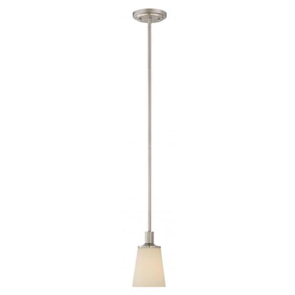 1 Light Brushed Nickel White Glass Shade Mini Pendant Light Fixture
