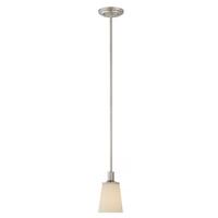 View 1 Light Brushed Nickel White Glass Shade Mini Pendant Light Fixture