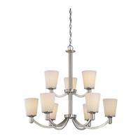 View 9 Light Brushed Nickel White Glass Shades Chandelier Light Fixture