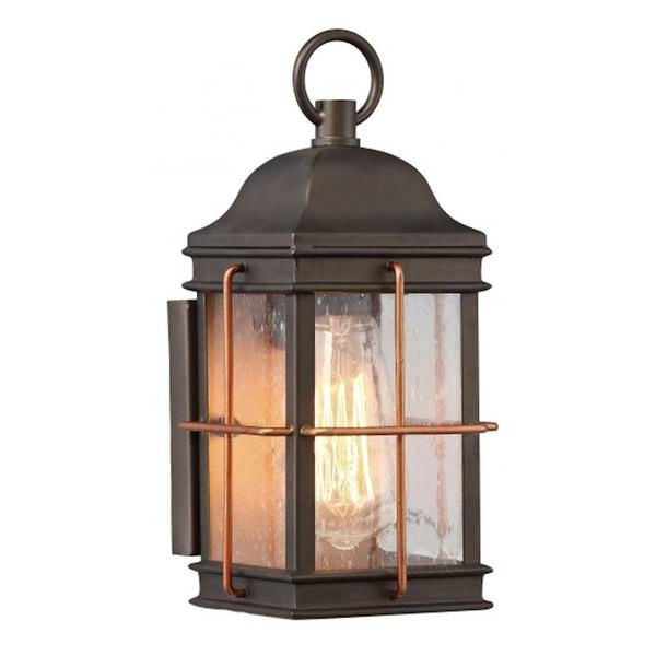 1 Light 11" Bronze Clear Seeded Glass Shade Dimmable Wall Light Fixture
