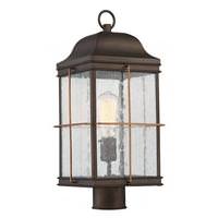 View 1 Light 19" Bronze Clear Seeded Glass Shade Post Lantern Light Fixture