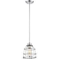Nuvo Lighting 1 Light Polished Nickel Caged Pendant Light Fixture