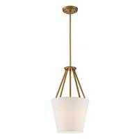View 3 Light Natural Brass Almond Mesh Fabric Shade Pendant Light Fixture